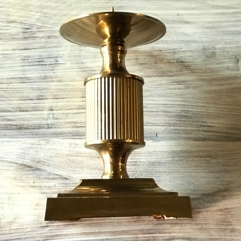 Annick Naudy Vintage MCM Solid Brass Candle Holder 6”